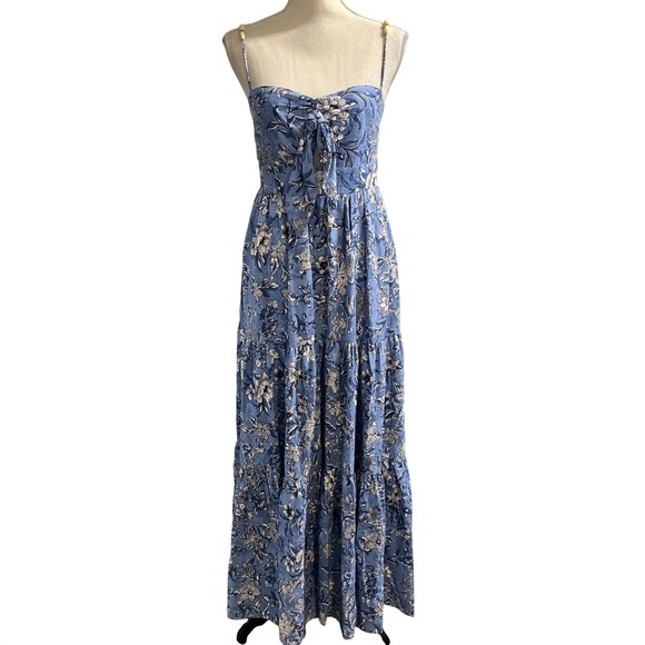 House of Harlow 1960 Dresses & Skirts - House Of Harlow Dress Blue Floral Linen Blend Tiered Maxi Sundress Size S Resort